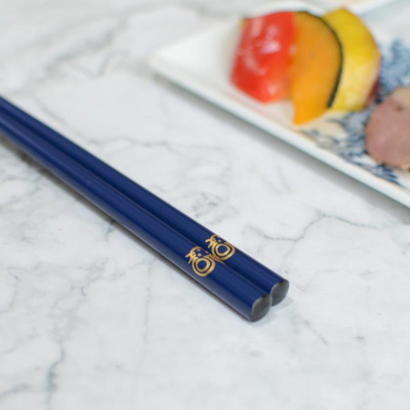 [CHOPSTICKS] JAPANESE ZODIAC RAT BLUE FOR CHILDREN (1 SET) | HASHIMOTO KOUSAKU SIKKI | WAJIMA LACQUER