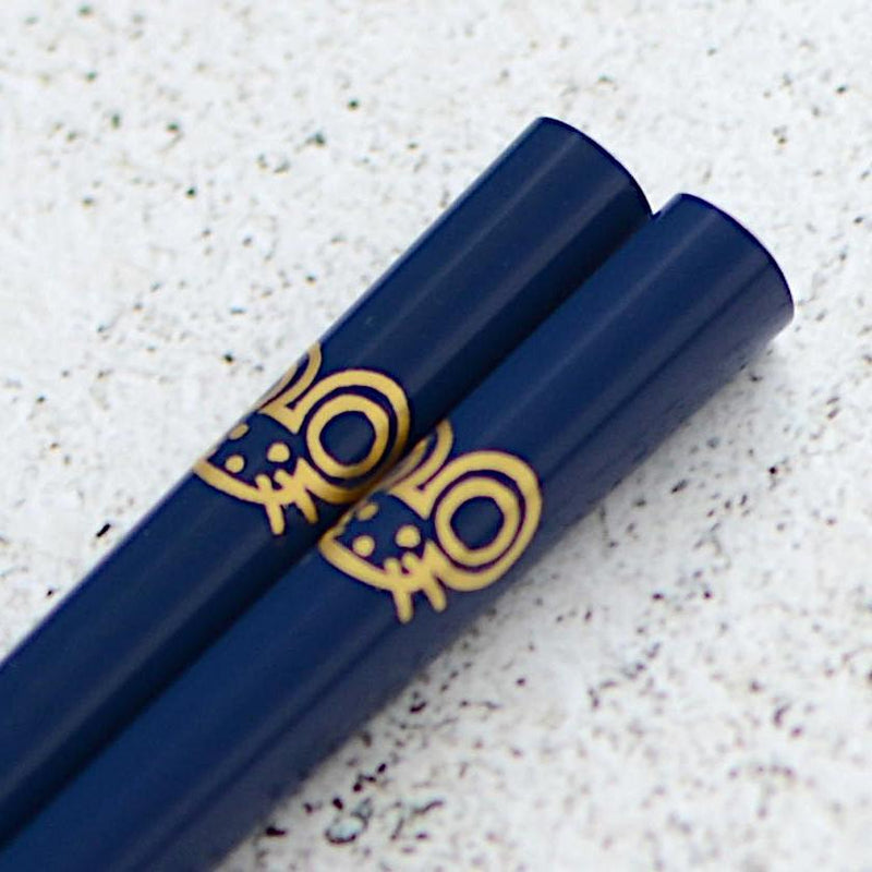 [CHOPSTICKS] JAPANESE ZODIAC RAT BLUE FOR CHILDREN (1 SET) | HASHIMOTO KOUSAKU SIKKI | WAJIMA LACQUER