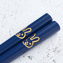 [CHOPSTICKS] JAPANESE ZODIAC RABBIT BLUE FOR CHILDREN (1 SET) | HASHIMOTO KOUSAKU SIKKI | WAJIMA LACQUER