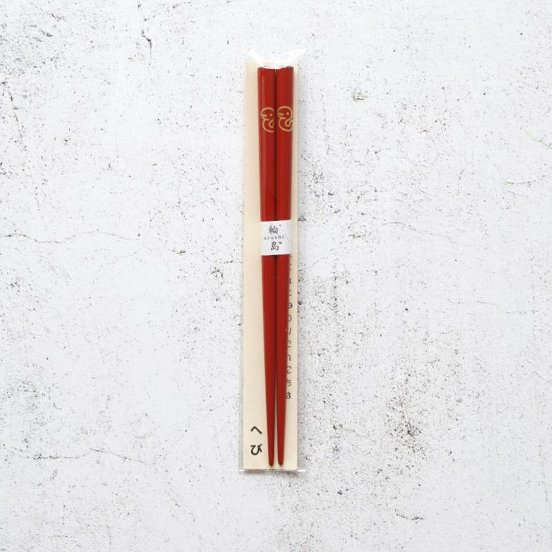 [CHOPSTICKS] JAPANESE ZODIAC SNAKE RED FOR CHILDREN (1 SET) | HASHIMOTO KOUSAKU SIKKI | WAJIMA LACQUER