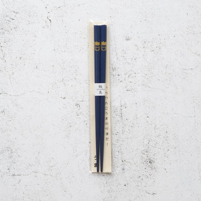 [CHOPSTICKS] JAPANESE ZODIAC HORSE BLUE FOR CHILDREN (1 SET) | HASHIMOTO KOUSAKU SIKKI | WAJIMA LACQUER