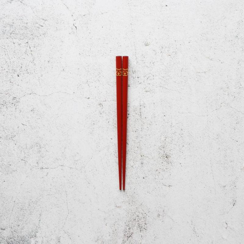 [CHOPSTICKS] JAPANESE ZODIAC DOG RED FOR CHILDREN (1 SET) | HASHIMOTO KOUSAKU SIKKI | WAJIMA LACQUER