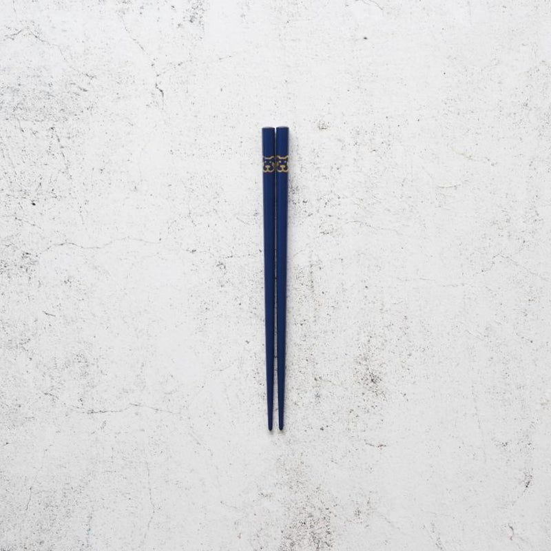 [CHOPSTICKS] JAPANESE ZODIAC DOG BLUE FOR CHILDREN (1 SET) | HASHIMOTO KOUSAKU SIKKI | WAJIMA LACQUER