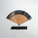 [HAND FAN] MEN'S BLACK SHIBUHIKI CHIDORI (WITH FAN BAG) | NAGOYA FOLDING FAN | SUEHIRODO