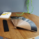 [HAND FAN] MEN'S BLACK SHIBUHIKI CHIDORI (WITH FAN BAG) | NAGOYA FOLDING FAN | SUEHIRODO