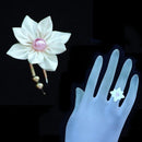 [ACCESSORY 4 PIECES] PURE WHITE (BARRETTE, BROOCH, EARRINGS, RING) | TSUMAMI KANZASHI