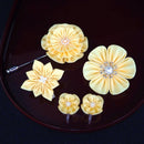 [ACCESSORY 4 PIECES] YELLOW (HAT PIN BROOCH, BROOCH, NON-HOLE EARRINGS, HAIR CLIP) | TSUMAMI KANZASHI