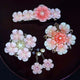[配件4件]嬰兒粉紅色（貝雷特，胸針，耳環，袋子飾物）| tsumami kanzashi