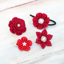 [ACCESSORY 4 PIECES] AKANE (ROUND BROOCHES, HEXAGONAL BROOCHES, HAIR CLIPS, HAIR ELASTICS ) | TSUMAMI KANZASHI