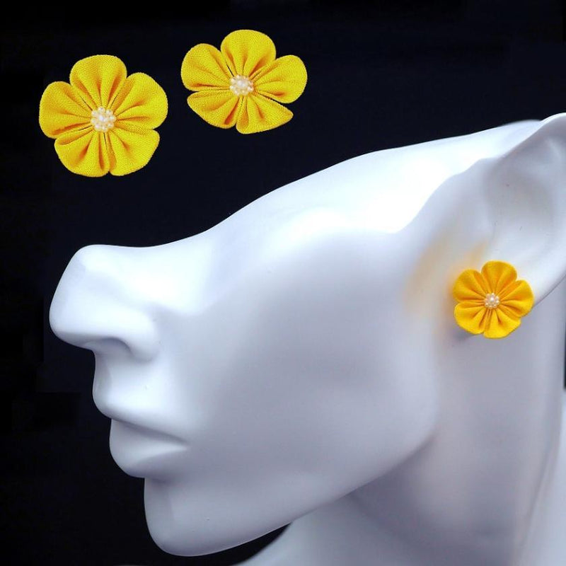 [ACCESSORY 4 PIECES] GOLDEN YELLOW (BARRETTES, HAT PIN BROOCHES, EARRINGS, HAIRPINS) | TSUMAMI KANZASHI