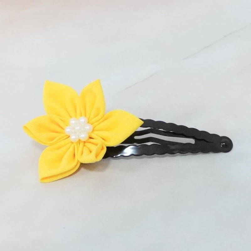 [ACCESSORY 4 PIECES] GOLDEN YELLOW (BARRETTES, HAT PIN BROOCHES, EARRINGS, HAIRPINS) | TSUMAMI KANZASHI