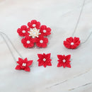 [ACCESSORY 4 PIECES] SCARLET (BROOCHES, CHAIN BRACELETS, EARRINGS, PENDANTS) | TSUMAMI KANZASHI