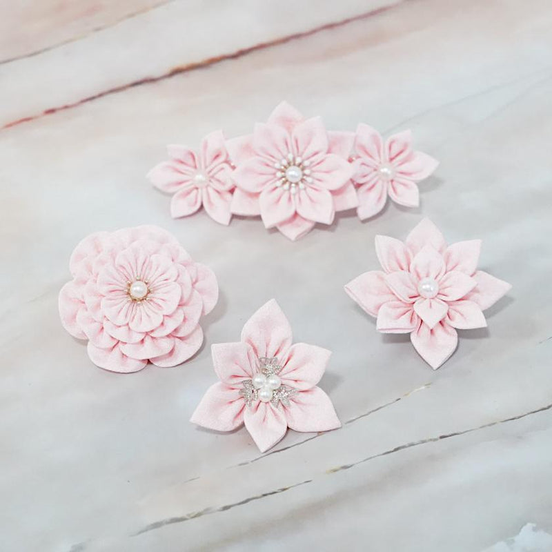 [ACCESSORY 4 PIECES] CHERRY BLOSSOM (BARRETTE, TRIANGLE BROOCH, SQUARE BROOCH, ROUND BROOCH) | TSUMAMI KANZASHI