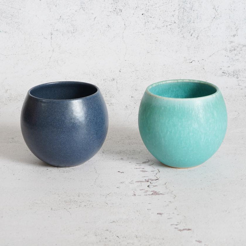 [CUP SET] TURQUOISE BLUE & INDIGO MATTE | OTANI WARE | OTANIYAKI TAMURA 1794