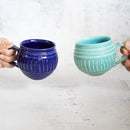 [MUG 2 PIECES SET] TURQUOISE BLUE & LAPIS GLAZE | OTANI WARE | OTANIYAKI TAMURA 1795