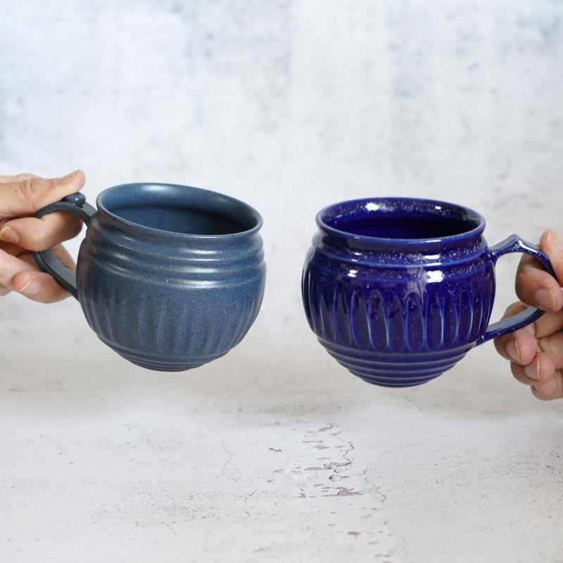 [MUG 2 PIECES SET] LAPIS GLAZE & INDIGO MATTE | OTANI WARE | OTANIYAKI TAMURA 1797