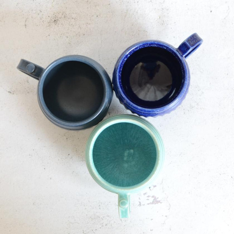 [MUG 3 PIECES SET] TURQUOISE BLUE & LAPIS GLAZE &INDIGO MATTE | OTANI WARE | OTANIYAKI TAMURA 1798