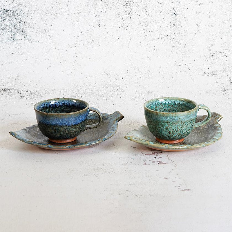 [DEMITASSE CUP & SAUCER 2 PIECES SET] RURI KARATSU & HEKIRYOKU KARATSU | UMEZATO GAMA | OTANI WARE