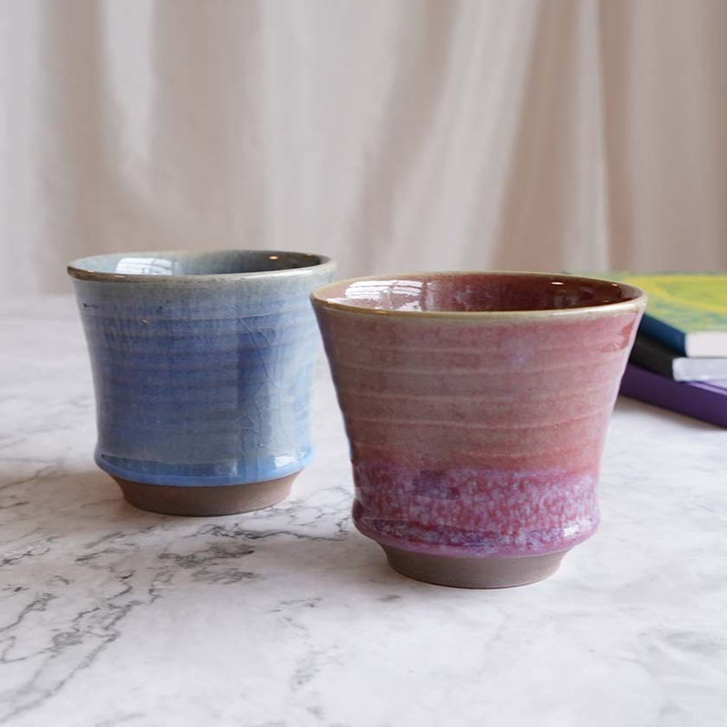 [咖啡杯和碟2件套]硃砂和藍色釉| Yoshimi Gama | Otani Ware.