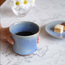 [COFFEE CUP & SAUCER 2 PIECES SET] CINNABAR & BLUE GLAZE | YOSHIMI GAMA | OTANI WARE