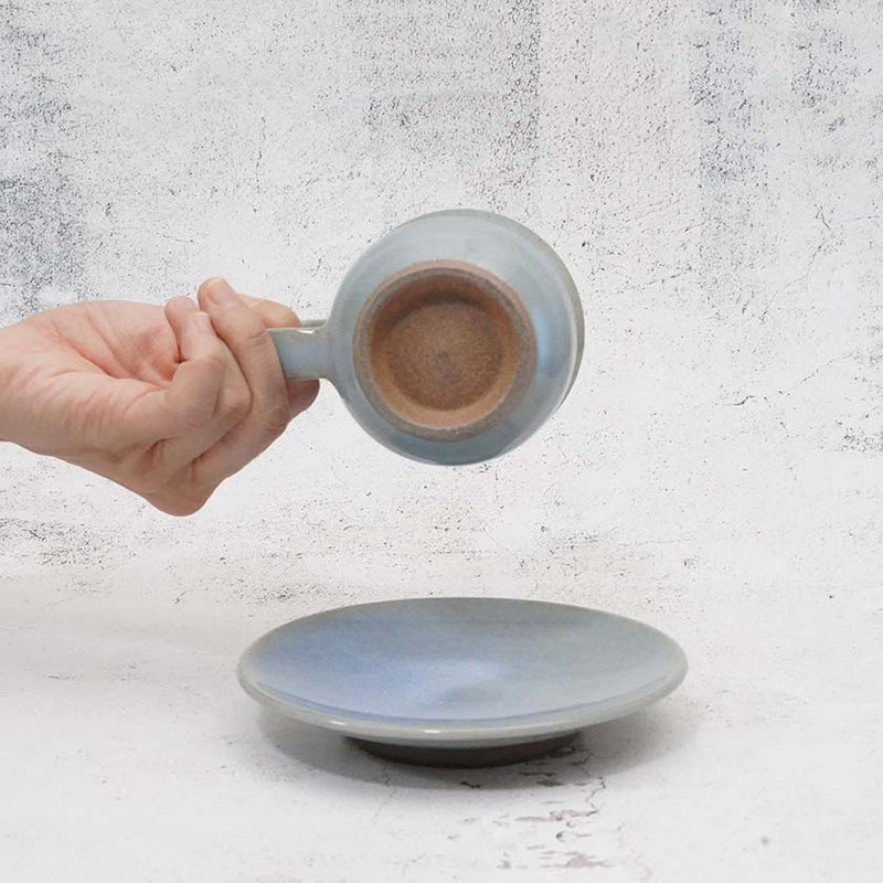 [CUP 2PIECES SET] CINNABAR & BLUE GLAZE | YOSHIMI GAMA | OTANI WARE