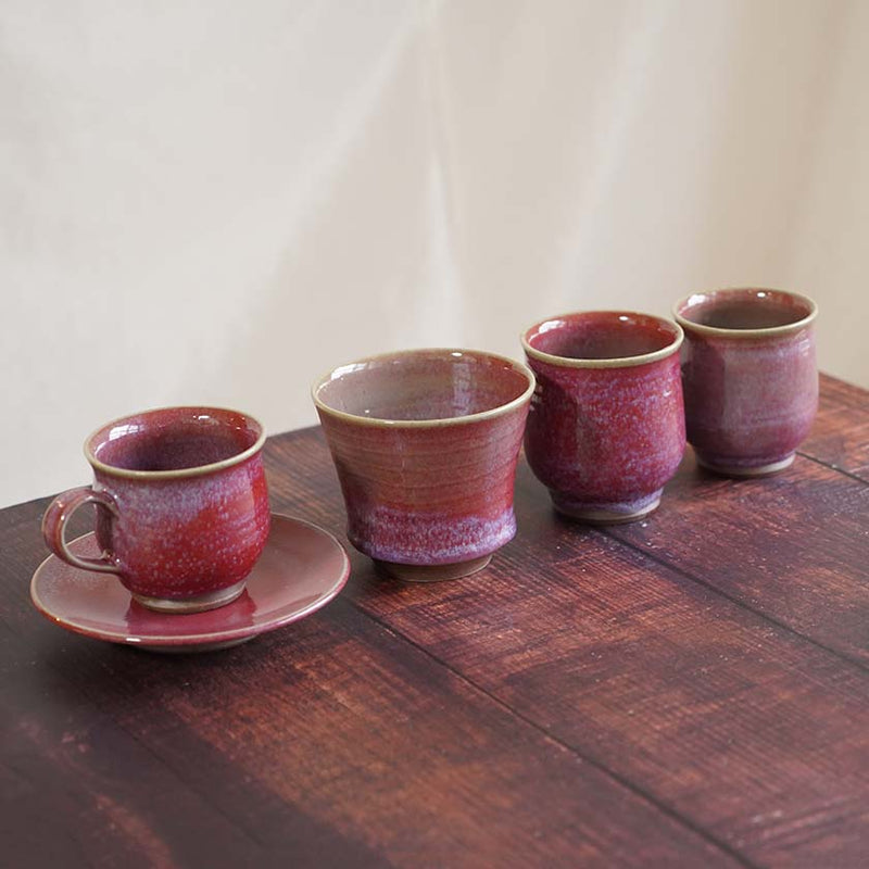 [茶杯2件套裝]對於夫妻硃砂| Yoshimi Gama | Otani Ware.