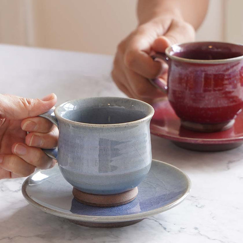 [COFFEE CUP & SAUCER] BLUE GLAZE | YOSHIMI GAMA | OTANI WARE