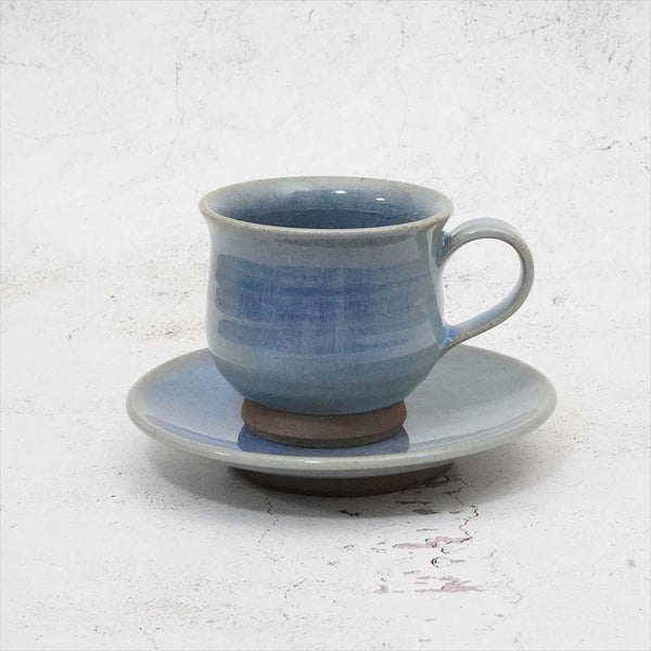[COFFEE CUP & SAUCER] BLUE GLAZE | YOSHIMI GAMA | OTANI WARE