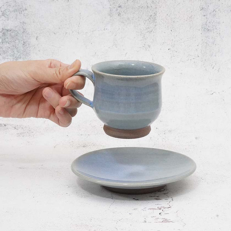 [COFFEE CUP & SAUCER] BLUE GLAZE | YOSHIMI GAMA | OTANI WARE