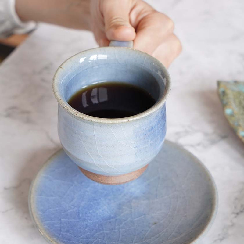 [COFFEE CUP & SAUCER] BLUE GLAZE | YOSHIMI GAMA | OTANI WARE