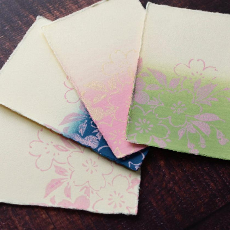 [POST CARDS] CHERRY BLOSSAM 4 COLOR SET (WHITE, BLUE, PINK, GREEN) | KARAGEN | KARAKAMI