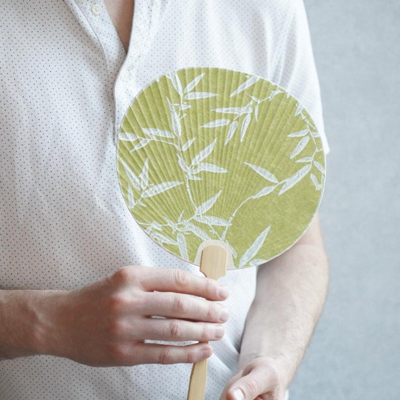 [HAND FAN] UCHIWA BAMBOO GRASS GREEN (S) | KARAGEN | KARAKAMI