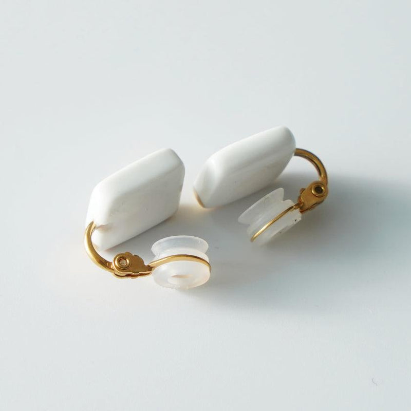 [EARRINGS] WHITE PORCELAIN SQUARE | IMARI-ARITA WARES | 6.KILN