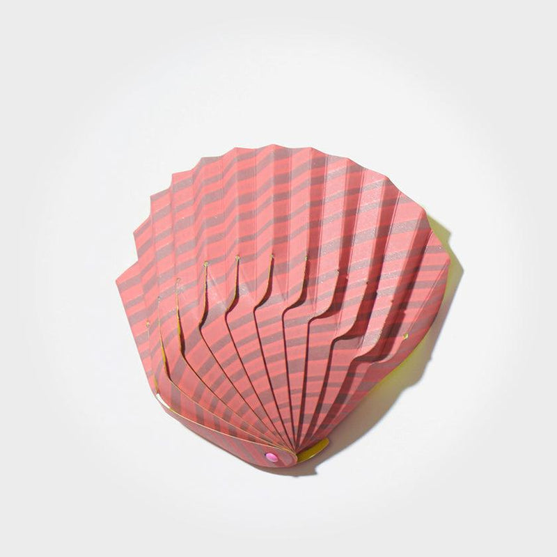 [ORIGAMI] PAPER SEASHELL BOWL STRIPE RED | YUSHIMA-ART | DECORATIVE PAPER