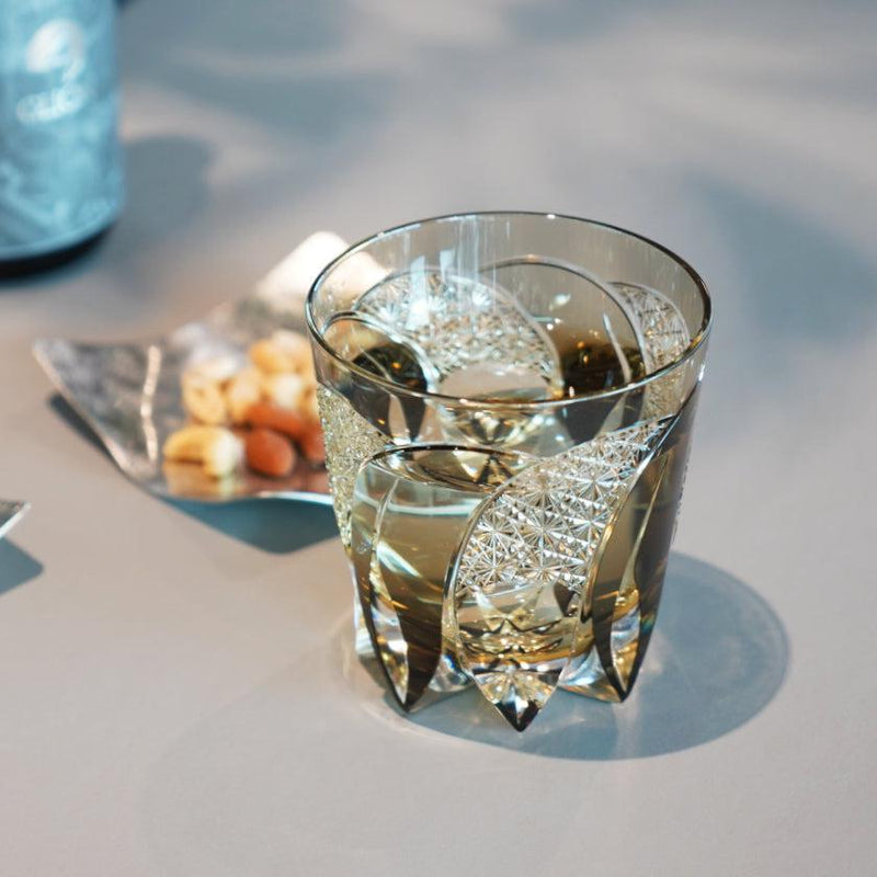 [搖滾玻璃]威士忌玻璃Kasaneirome Gekko（Moumbow）| kagami水晶| edo cut glass
