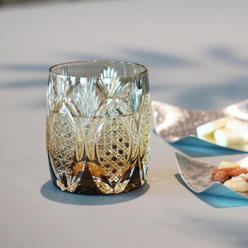 [ROCKS GLASS] WHISKEY GLASS KASANEIROME JUHYO (ICE TREES) | EDO KIRIKO | KAGAMI CRYSTAL
