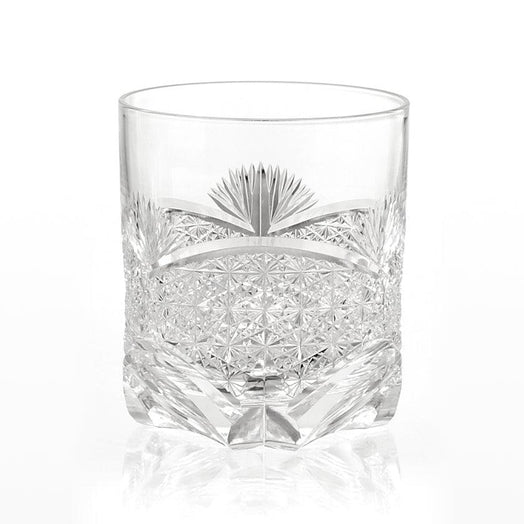 [ROCKS GLASS] WHISKEY GLASS BAMBOO LEAVES AND CHRYSANTHEMUM MESH | EDO KIRIKO | KAGAMI CRYSTAL