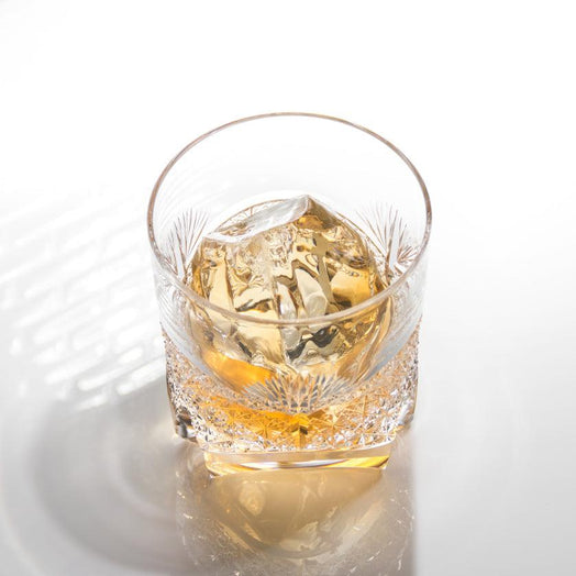 [ROCKS GLASS] WHISKEY GLASS BAMBOO LEAVES AND CHRYSANTHEMUM MESH | EDO KIRIKO | KAGAMI CRYSTAL