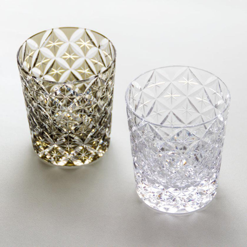 [搖滾玻璃]威士忌玻璃圈網格由Satoshi Nabetani碩士傳統工藝品| kagami水晶| edo cut glass