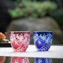 [SAKE CUP] PAIR OF SAKE CUPS SEIBO (STARRY SKY) | EDO KIRIKO | KAGAMI CRYSTAL