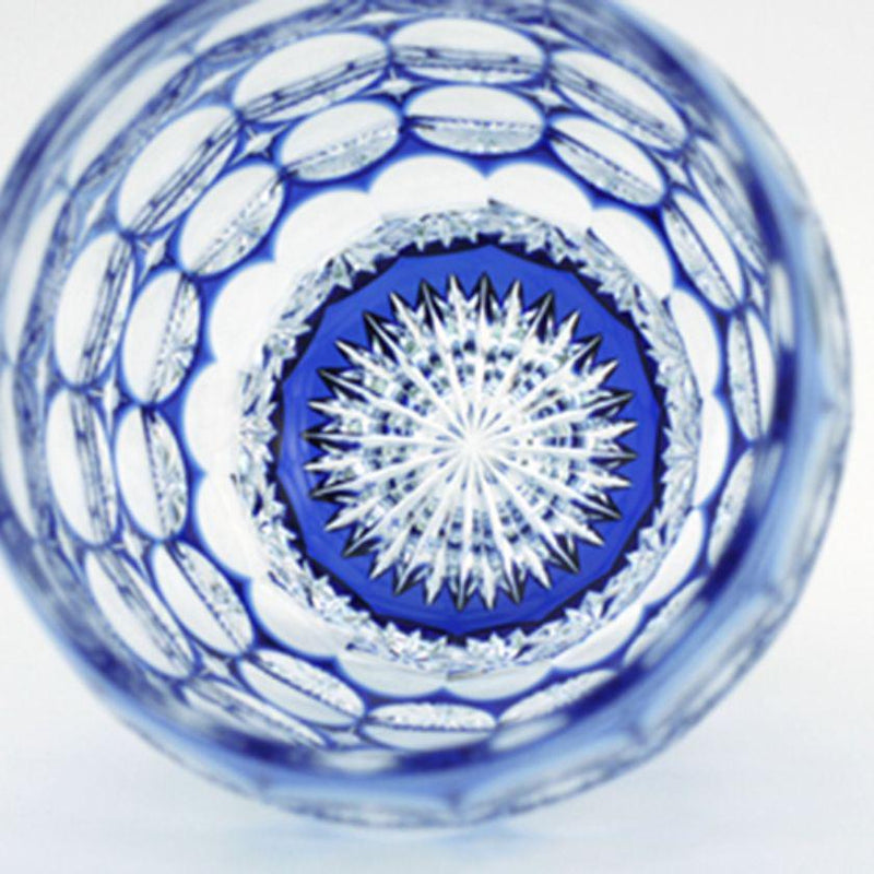 [Rocks Glass] Satoshi Nabetani傳統手工藝大師的威士忌玻璃繡球花| Kagami Crystal |江戶切割玻璃