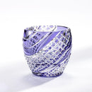 [SAKE CUP] FISH SCALES STRIP PURPLE | EDO KIRIKO | KAGAMI CRYSTAL