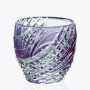 [SAKE CUP] FISH SCALES STRIP PURPLE | EDO KIRIKO | KAGAMI CRYSTAL