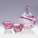 [SAKE BOTTLE] SAKE SET CHRYSANTHEMUM MESH & BAMBOO LEAVES | EDO KIRIKO | KAGAMI CRYSTAL