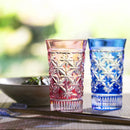 [GLASS] PAIR OF SLIM GLASSES PATTERN OF CONNECTED STARS | EDO KIRIKO | KAGAMI CRYSTAL