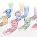 [ROCKS GLASS] PAIR OF WHISKEY GLASSES DRAPE & TETRAGONAL BASKET WEAVE | EDO KIRIKO | KAGAMI CRYSTAL