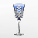[GLASS] WINE GLASS DRAPE & TETRAGONAL BASKET WEAVE (BLUE) | EDO KIRIKO | KAGAMI CRYSTAL