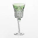 [GLASS] WINE GLASS DRAPE & TETRAGONAL BASKET WEAVE (GREEN) | EDO KIRIKO | KAGAMI CRYSTAL