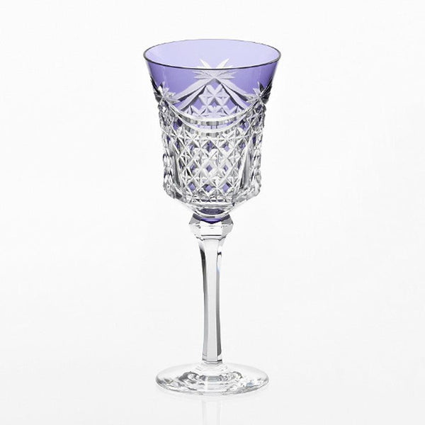[GLASS] WINE GLASS DRAPE & TETRAGONAL BASKET WEAVE (PURPLE) | EDO KIRIKO | KAGAMI CRYSTAL