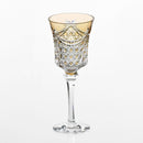 [GLASS] WINE GLASS DRAPE & TETRAGONAL BASKET WEAVE (YELLOW) | EDO KIRIKO | KAGAMI CRYSTAL